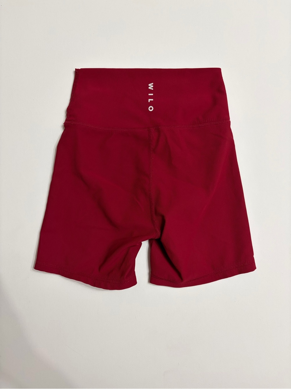 WILO The Label Ribbed High Waist Bike Shorts Burgundy Red XS Activewear Trendy